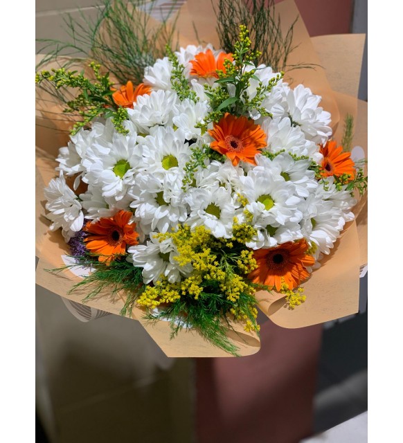 Papatya ve Renkli Gerbera Buketi